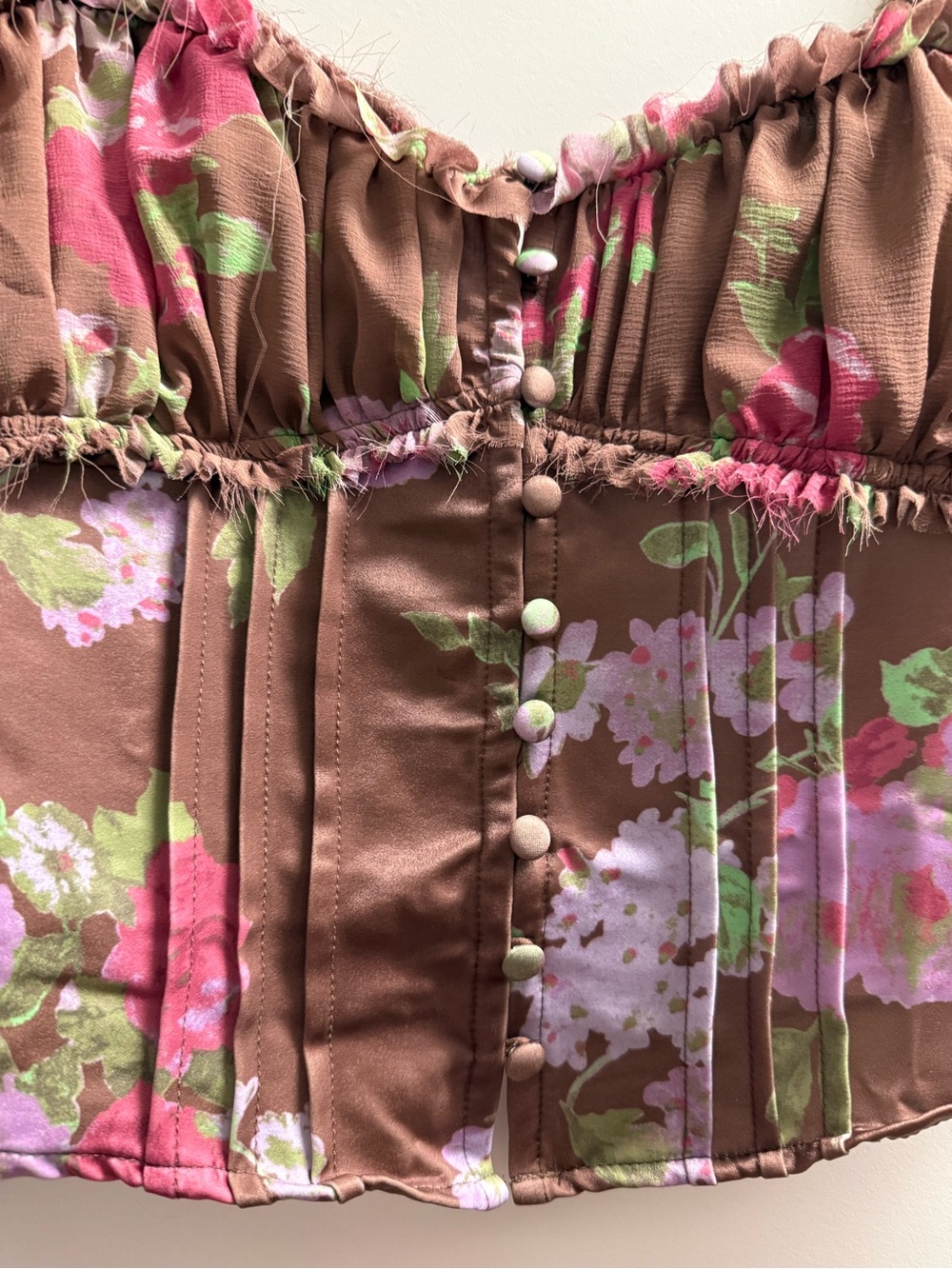 NWT Brown floral Lacey bustier - Picture 2 of 5